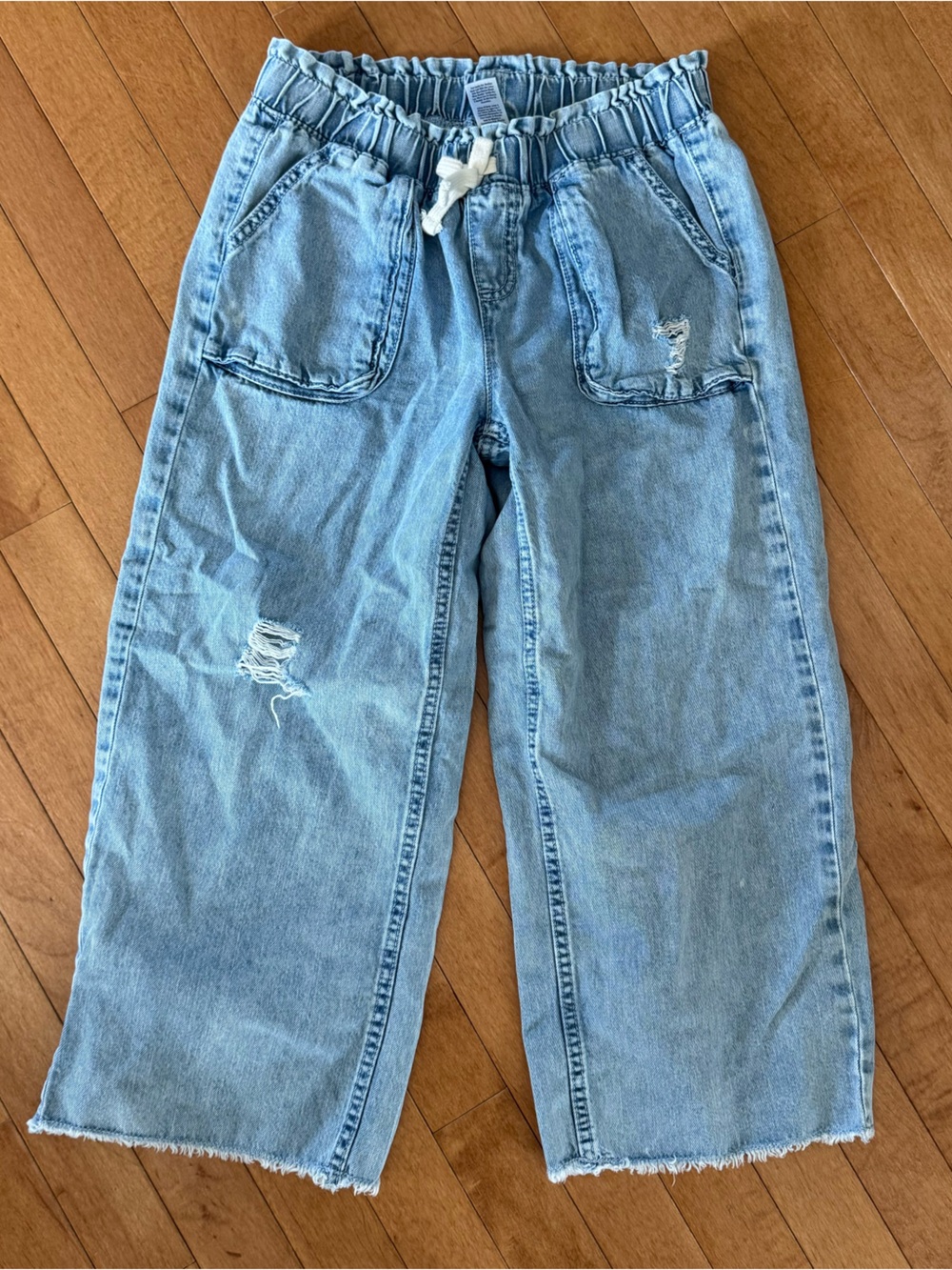 LIMITED TOO Size Large 12/14 Girls Pull On Distressed Wide Leg Jeans